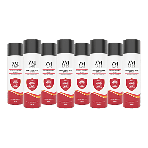 ZM LABS Hand Sanitizer Spray - Alcohol Based, Kills 99.9% Bacteria, Fungi & Viruses, 250 ml (Pack of 8) 
