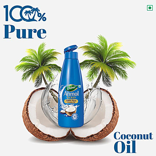 Dabur Anmol Gold Pure Coconut Oil - Edible Grade, Natural, For Hair & Skin Use, 900 ml