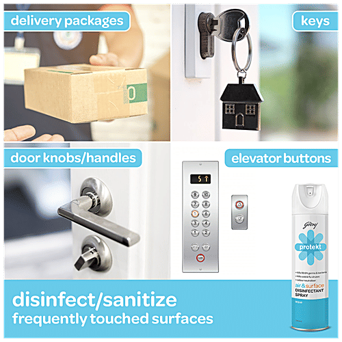 Godrej Protekt Disinfectant Spray - Air & Surface Sanitizer, Kills 99.9% Germs & Bacteria, Alcohol Based, Aqua Fragrance, 240 ml  Kills 99.9% Germs & Bacteria