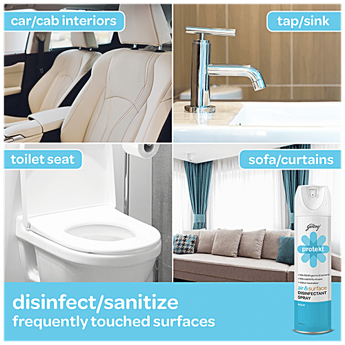 Godrej Protekt Disinfectant Spray - Air & Surface Sanitizer, Kills 99.9% Germs & Bacteria, Alcohol Based, Aqua Fragrance, 240 ml  Kills 99.9% Germs & Bacteria
