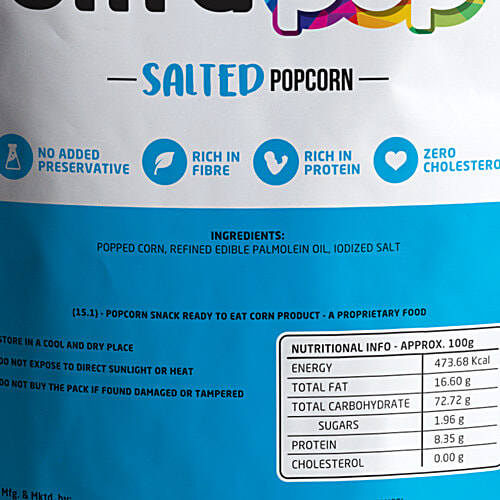 Ultrapop Popcorn - Simply Salted, 30 g No Added Preservatives, Zero Cholesterol