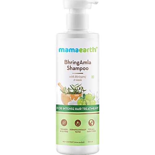 Mamaearth Bhringamla Shampoo - with Bhringraj & Amla, For All Hair Types, Paraben & SLS Free, 250 ml  Paraben & SLS Free