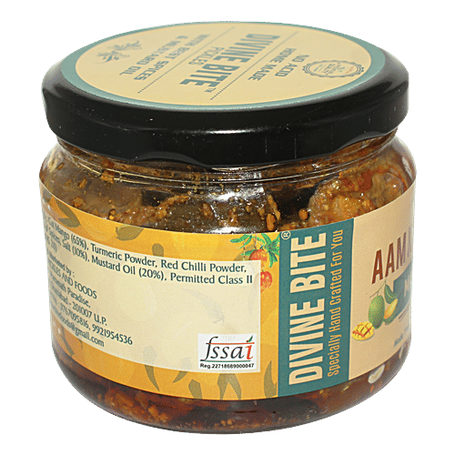 DIVINE BITE Mango Pickle/Aam ka Achaar -  Home Made, 300 g  