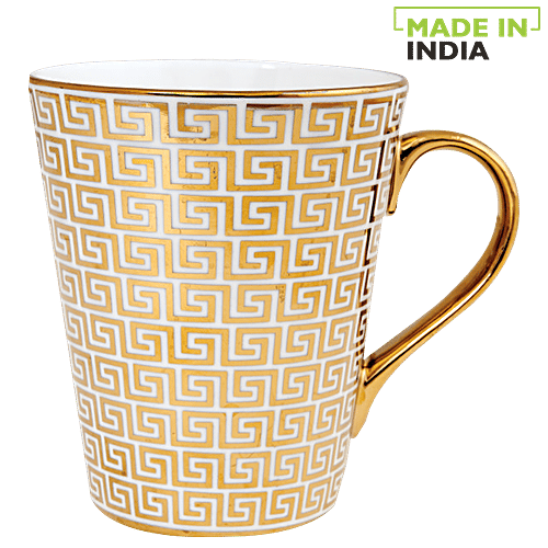 Clay Craft Chai/Gold Imprinted Fine Ceramic Coffee Mug - Glossy Finish With Vibrant Print, 350 ml  Microwave & Dishwasher Safe