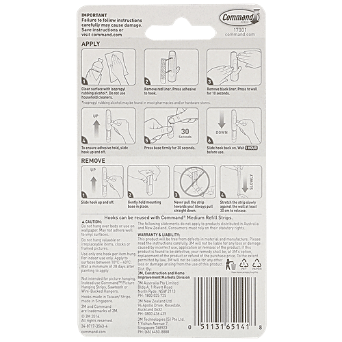 Command Medium Utility Hooks, 2 pcs General Purpose & Damage Free Hanging
