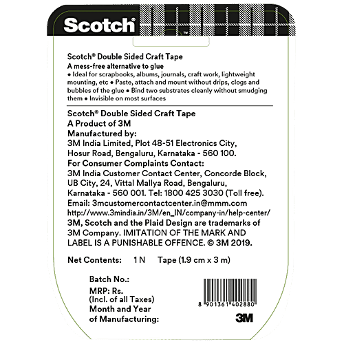 Buy Scotch Double Sided Craft Transparent Craft Tape 0.75"x3 m Online