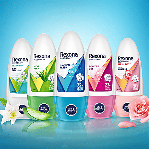 Rexona-Rollon Fresh Rose Whitening Underarm Roll On Deodorant For Women, 50 ml  48h Odour Protection, Anti- PerSpirant