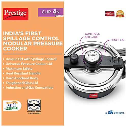 Prestige Svachh Hard Anodised Aluminium Outer Lid Pressure Cooker - Induction Base, Black, 20241, 3 L