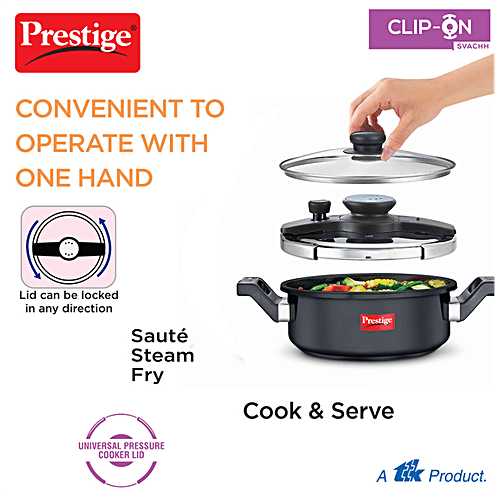 Prestige Svachh Hard Anodised Aluminium Outer Lid Pressure Cooker - Induction Base, Black, 20241, 3 L
