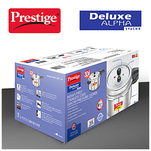Prestige Svachh DLX Alpha Steel Outer Lid Pressure Cooker (20247), 2 L  