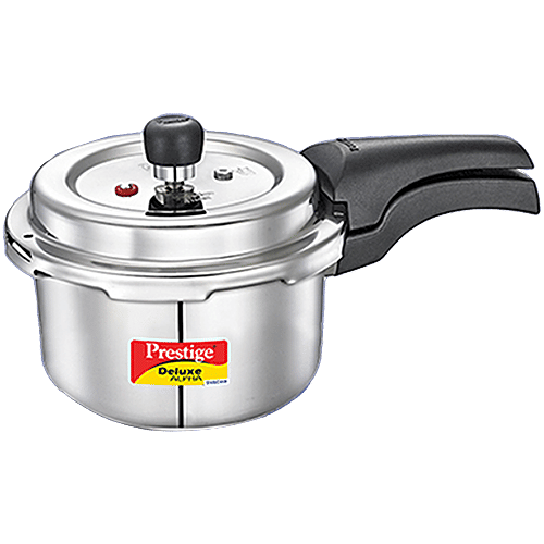 Prestige Deluxe Alpha Svachh Stainless Steel Spillage Control Outer Lid Pressure Cooker - Silver, 2 L  