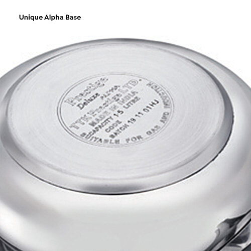 Prestige Deluxe Alpha Svachh Stainless Steel Spillage Control Handi Pressure Cooker - With Glass Lid, Silver, 1.5 l