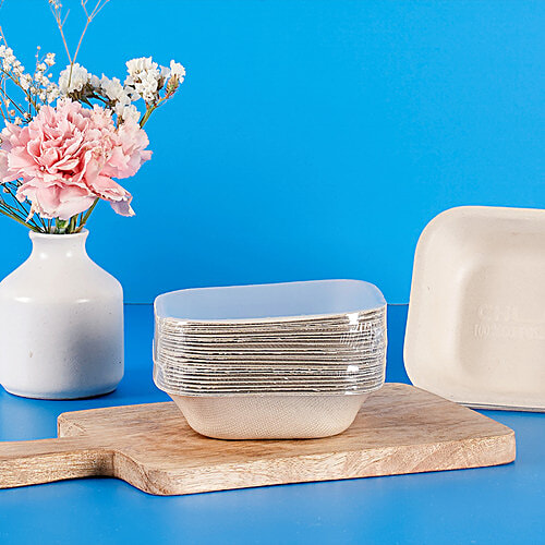 Chuk Serving Bowls/Dona, 25 pcs  Compostable, Made With Sugarcane Pulp, Oil & Water Leakproof, Tableware