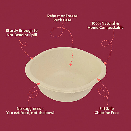 Chuk Serving Bowls/Dona, 25 pcs  Compostable, Made With Sugarcane Pulp, Oil & Water Leakproof, Tableware