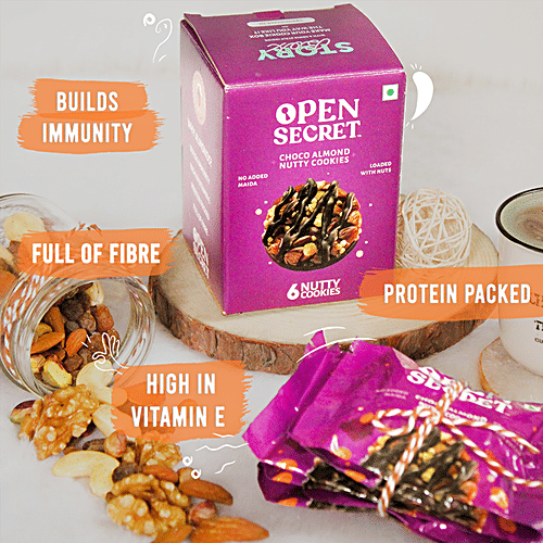 Open Secret Chocolate Almond Nutty Cookies - With No Maida, Healthy, 75 g  No Added Maida, Loaded with Nuts