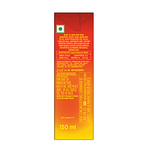 Maaza Mango Fruit Drink, 150 ml (Pack of 10)