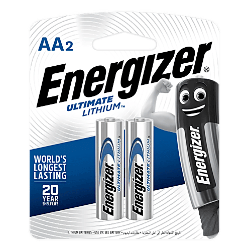 Energizer Ultimate Lithium Battery - Steel, AA, 1.5 V, 2 pcs Blister Pack