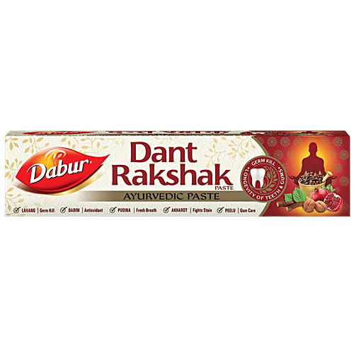 Dabur Dant Rakshak Toothpaste - Ayurvedic Paste, For Germ Kill & Longevity Of Teeth & Gums, 175 g  Germ Kill & Longevity of Teeth & Gums