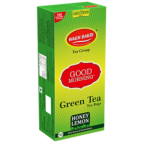 Wagh Bakri Good Morning Green Tea Honey Lemon Tea, 150 g (100 Bags x 1.5 g each) 