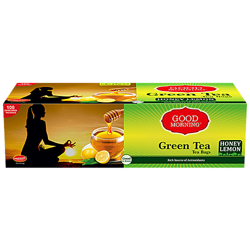 Wagh Bakri Good Morning Green Tea Honey Lemon Tea, 150 g (100 Bags x 1.5 g each) 