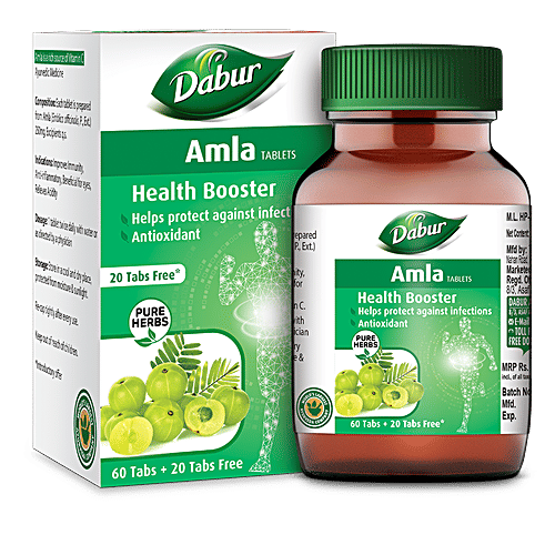 Dabur Amla Tablets, 60 Tablets (Get 20 tablets Free) 
