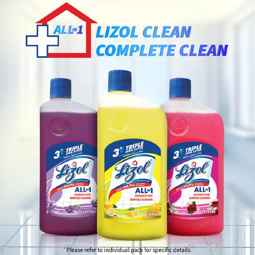Lizol Disinfectant Surface & Floor Cleaner Liquid Refill Pack - Citrus, 1.8 l  