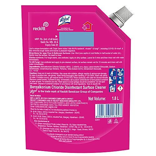 Lizol All In One Disinfectant Surface Cleaner Liquid - Floral, 1.8 L Refill Pack