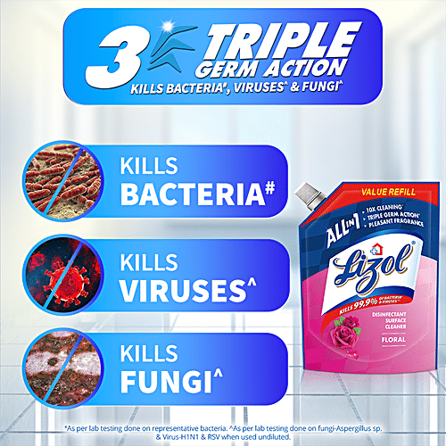 Lizol All In One Disinfectant Surface Cleaner Liquid - Floral, 1.8 L Refill Pack