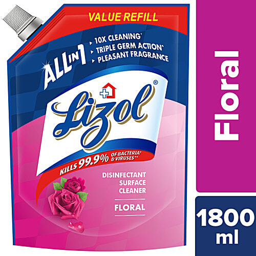 Lizol All In One Disinfectant Surface Cleaner Liquid - Floral, 1.8 L Refill Pack