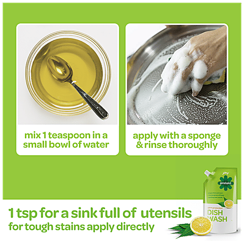 Godrej Protekt Germ Protection Dish Wash Liquid - Lime & Neem, 1 L Removes Grease with Ease, Sparkling Clean Utensils