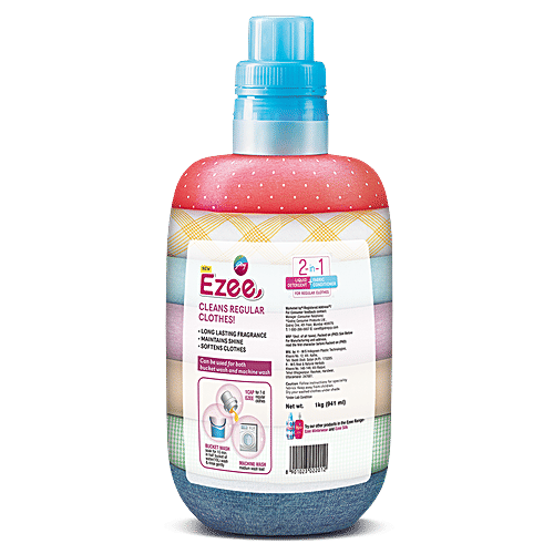 Godrej Ezee 2-In-1 Liquid Detergent + Fabric Conditioner - Front Load, 1 kg Soften Clothes, Maintain Shine & Natural Colour