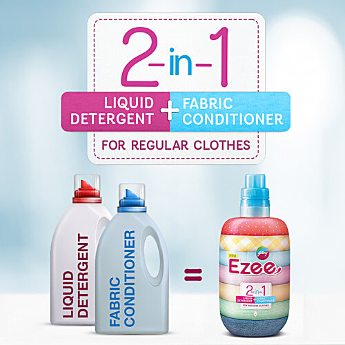Godrej Ezee 2-In-1 Liquid Detergent + Fabric Conditioner - Front Load, 1 kg Soften Clothes, Maintain Shine & Natural Colour