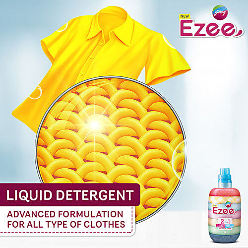 Godrej Ezee 2-In-1 Liquid Detergent + Fabric Conditioner - Front Load, 2 kg Pouch Soften Clothes, Maintain Shine & Natural Colour