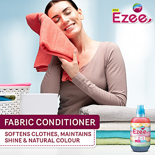 Godrej Ezee 2-In-1 Liquid Detergent + Fabric Conditioner - Front Load, 2 kg Pouch Soften Clothes, Maintain Shine & Natural Colour
