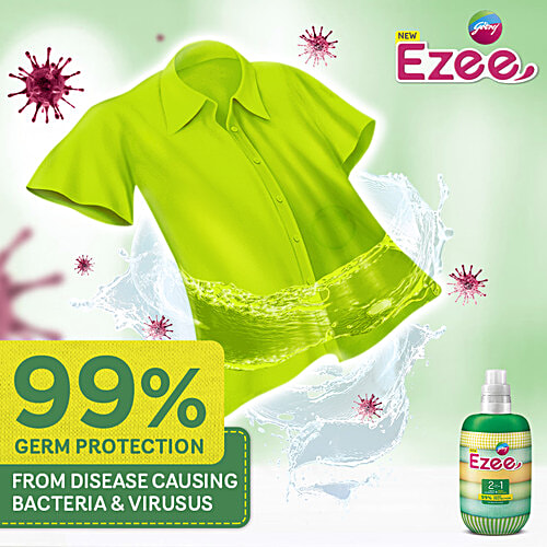 Godrej Ezee 2-In-1 Liquid Detergent + Fabric Sanitizer - Front Load, 1 kg  99% Germ Protection