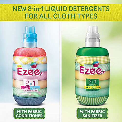 Godrej Ezee 2-In-1 Liquid Detergent + Fabric Sanitizer - Front Load, 1 kg  99% Germ Protection