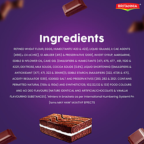 Britannia Layerz Choco Layer Cake - Comination Of Vanilla & Fluffy Cake, Contains Egg, 25 g  Contains Egg