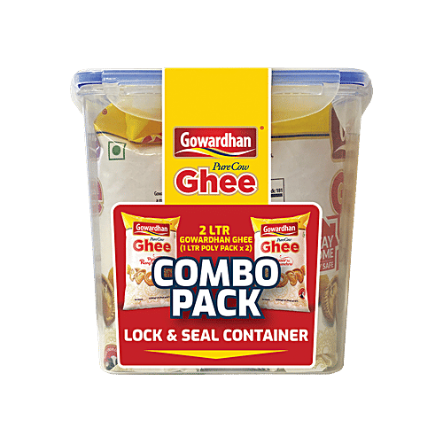 Gowardhan Gow Ghee/Tup Festival Pack With Lock & Seal Container, 2 L (Pack of 2) 