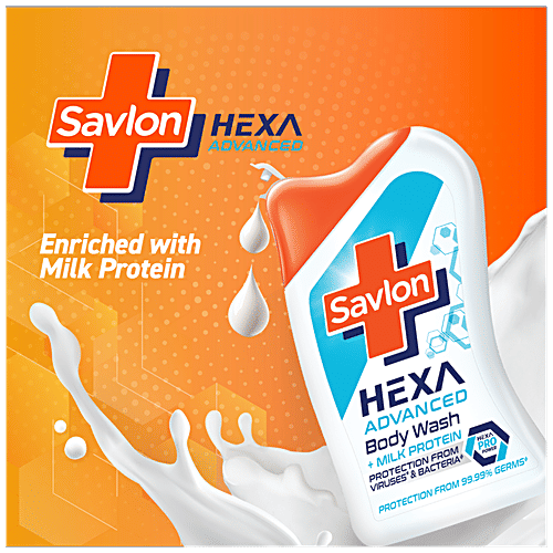 Savlon Hexa Advanced Body Wash - With Milk Protein, 215 ml  Protection From Viruses & Bacteria
