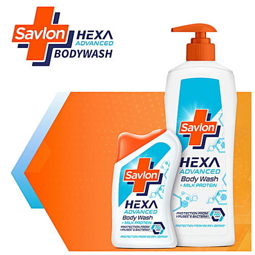 Savlon Hexa Advanced Body Wash - With Milk Protein, 215 ml  Protection From Viruses & Bacteria