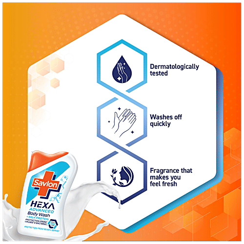 Savlon Hexa Advanced Body Wash - With Milk Protein, 215 ml  Protection From Viruses & Bacteria
