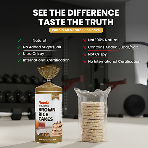 Pintola Organic Wholegrain Brown Rice Cakes - All Natural, Unsalted, 130 g Only 30 Calories Per Cake