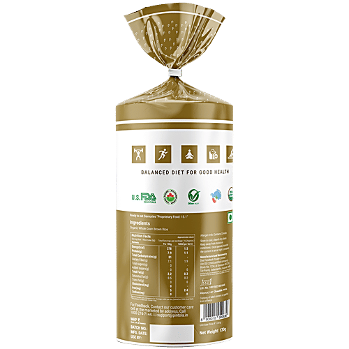Pintola Organic Wholegrain Brown Rice Cakes - All Natural, Unsalted, 130 g Only 30 Calories Per Cake