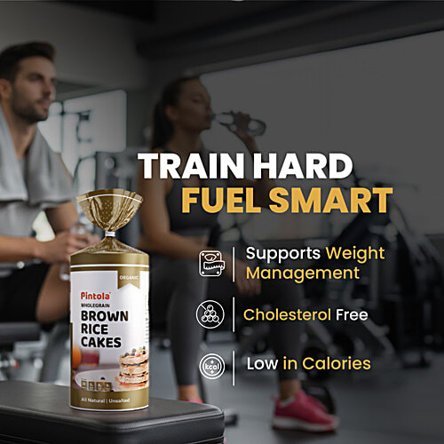 Pintola Organic Wholegrain Brown Rice Cakes - All Natural, Unsalted, 130 g Only 30 Calories Per Cake