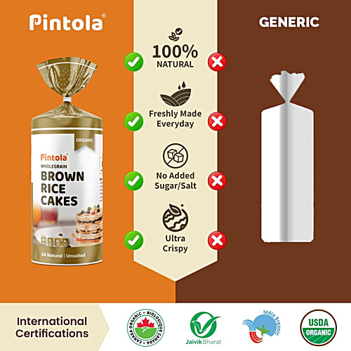 Buy Pintola Organic Wholegrain Brown Rice Cakes Unsalted, Rich In