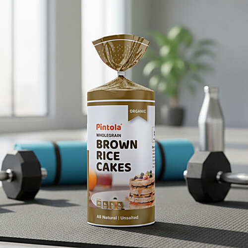 Pintola Organic Wholegrain Brown Rice Cakes - All Natural, Unsalted, 130 g Only 30 Calories Per Cake