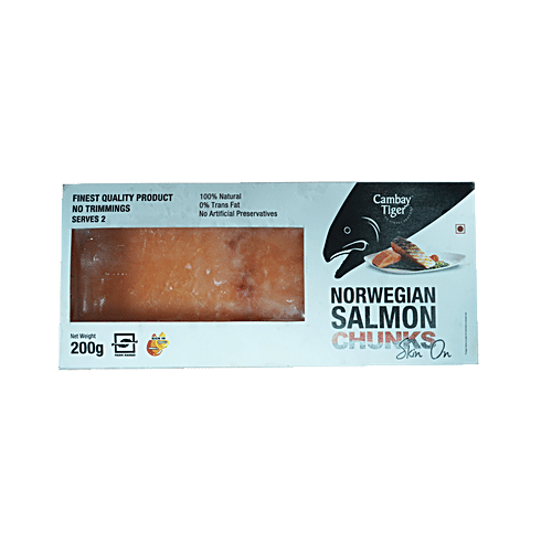 Cambay Tiger Norwegian Salmon - Portions Skin On, 200 g  