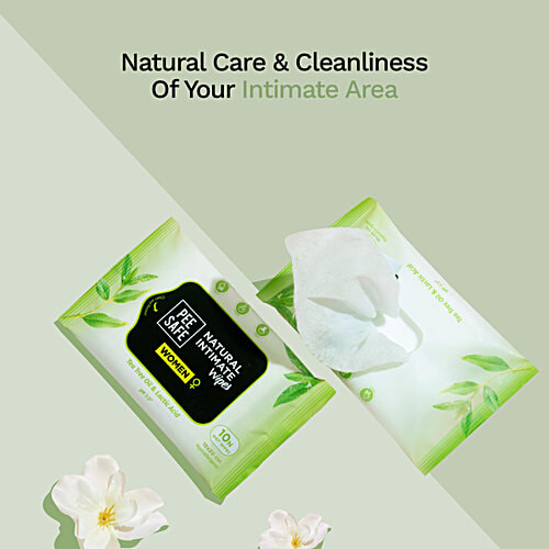Pee Safe Natural Intimate Wipes For Women, 10 pcs  No Paraben & Alcohol