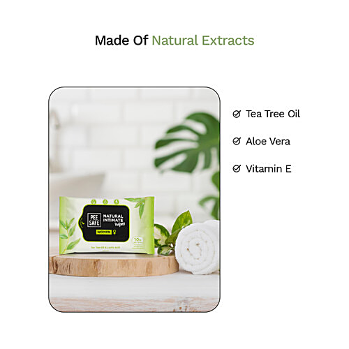 Pee Safe Natural Intimate Wipes For Women, 10 pcs  No Paraben & Alcohol
