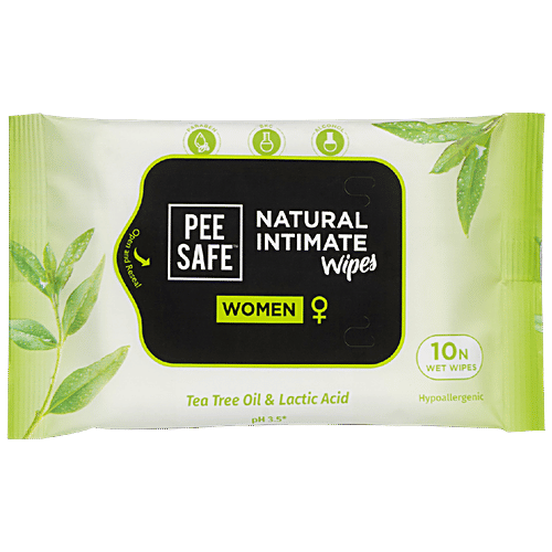 Pee Safe Natural Intimate Wipes For Women, 10 pcs  No Paraben & Alcohol